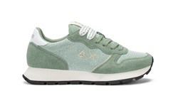 SNEAKER ALLY GLITTER TEXTILE IN MESH E SUEDE VERDE SALVIA 